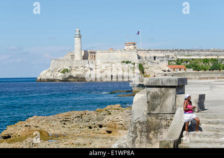 Morro Castle, eine malerische Festung bewachen den Eingang zur Havana Bucht, Havanna, Kuba Stockfoto