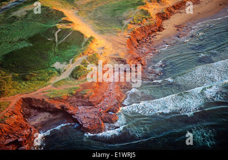 Antenne des Cavendish Beach, PEI Nationalpark, Prince Edward Island, Canada Stockfoto