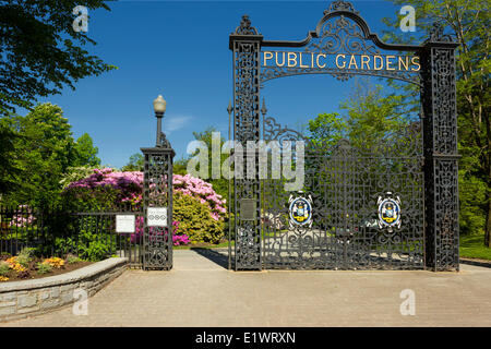 Gate-Eingang, Halifax Public Gardens, Halifax, Nova Scotia, Kanada Stockfoto