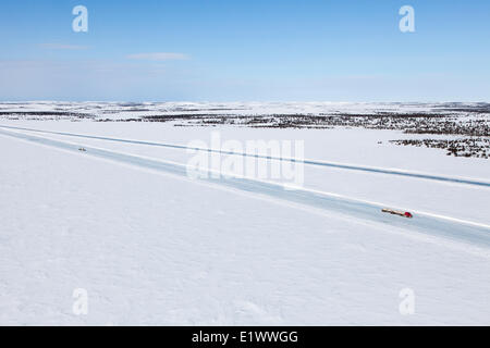 Giant Mine Townsite und Aurora Borealis, Nordwest-Territorien, Kanada Stockfoto