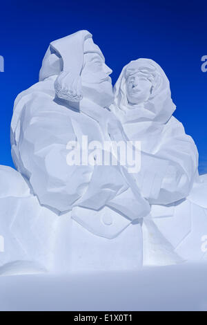 Schnee-Skulptur, Festival du Voyageur, Winnipeg, Manitoba, Kanada Stockfoto