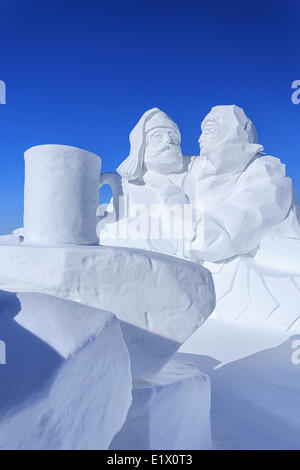 Schnee-Skulptur, Festival du Voyageur, Winnipeg, Manitoba, Kanada Stockfoto