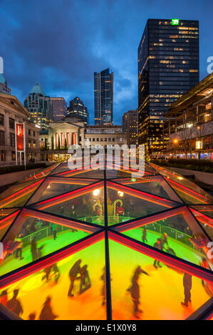 Eislaufen, Robson Square. Stockfoto