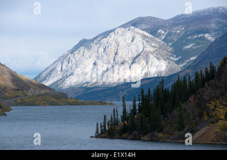 Windy Arm, Küste-Berge, entlang South Klondike Highway, Yukon Territorium, Kanada. Herbst. Stockfoto