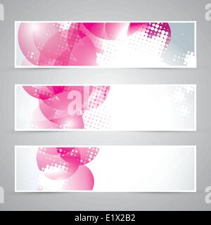 Satz von drei Rosa Banner Vektor eps10 Stock Vektor