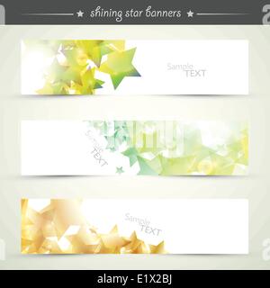 Drei leuchtende Sterne Banner Vektor-eps10 Stock Vektor