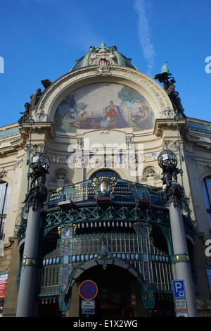 Gemeindehaus, Obecni Dum, Prikopy, Altstadt (UNESCO), Prag Tschechische Republik Stockfoto