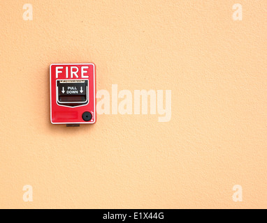 Pause-Brandschutzglas Feueralarm in den Alarm. Stockfoto