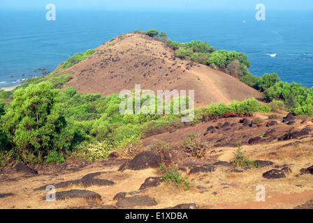Goa Indien Goa Strand und Felsen Hilltop Landschaftsansicht Stockfoto