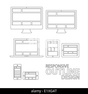 Computer Tablet Laptop Handy Umriss reagieren Vektor eps10 Stock Vektor