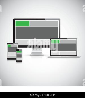 Hochdetaillierte responsive Web Design Konzept Vektor Stock Vektor