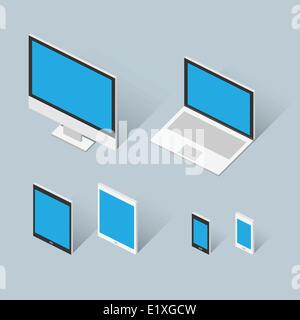 Isometrischer moderne Computer eingestellt Vektor-illustration Stock Vektor