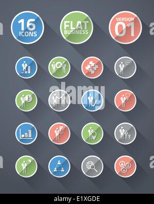 Moderne flat Business Icons mit langen Schatten Vektor Stock Vektor