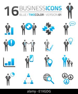 Blaue & grauen Business Icon Set Vektor Stock Vektor