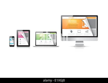Vektor-CSS, html, Php-ansprechende Web-Design-Konzept Stock Vektor