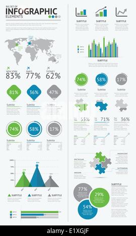 Große Reihe von Infografik Geschäft Elemente blau grüne Vektor EPS10 Stock Vektor