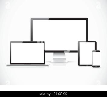 Realistische Web Design elektronischer Geräte Vektor-EPS10 Stock Vektor