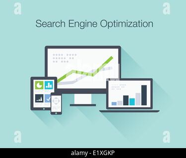 Suche Engine Optimization flache Symbol Illustration Vektor Konzept Stock Vektor