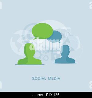 Flache social-Media Gespräch Vektor Illustration Konzept Stock Vektor
