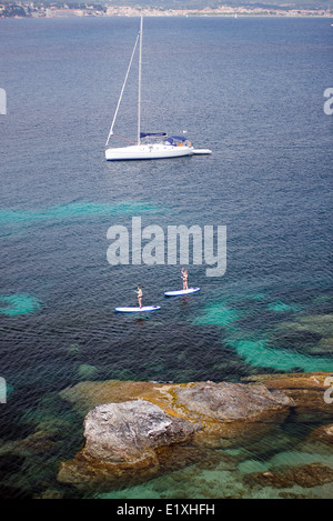 Stehen Sie auf, Paddeln Île des Embiez-Var-Frankreich Stockfoto