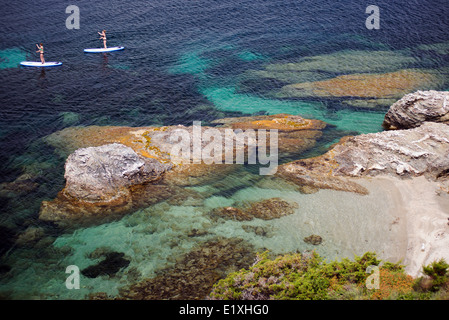 Stehen Sie auf, Paddeln Île des Embiez-Var-Frankreich Stockfoto