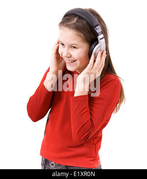 Das Kind hört Musik Stockfoto