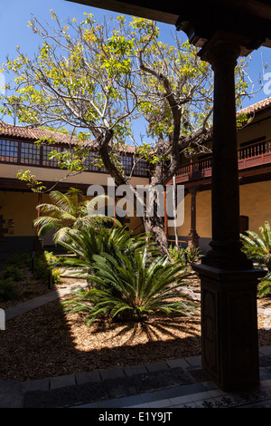 Innenhof der Casa Alvarado - Bracamonte oder Casa de Los Capitanes in San Cristobal De La Laguna, Teneriffa, Stockfoto