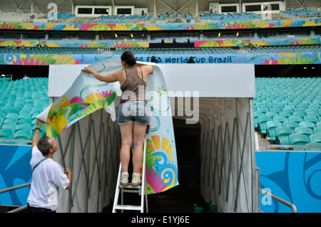 Arena Fonte Nova, Vorbereitungen Für Die WM 2014, Salvador da Bahia, Brasilien. Stockfoto