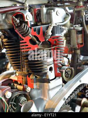 Blick auf interne Funktionsweise eines vier-Zyklus Vincent Twin Motorrad-Motor Stockfoto