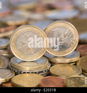 Ein ein-Euro-Münze aus der Europäischen Union Währung Mitglied Land Malta Stockfoto