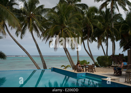 Rarotonga-Insel. Cook Island. Polynesien. Süd-Pazifik. Pool Luxushotels Little Polynesian Resort in Rarotonga. Stockfoto