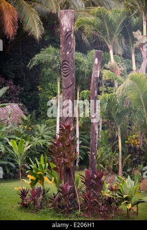 Rarotonga-Insel. Cook Island. Polynesien. Süd-Pazifik. Tattom in Cultural Village zeigen.  Highland Paradies kulturelle Vill Stockfoto