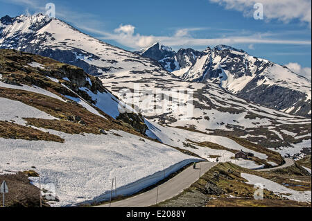Sognefjellsvegen, Straße zwischen Sognefjord und Lom, Jotunheimen, Hurrungane Berge auf der Rückseite, Sogn Og Fjordane und Oppland Stockfoto