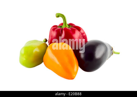 Gemüse, Paprika, Auberginen, isoliert. Stockfoto