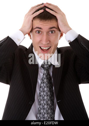 Mann im Anzug auf weiß Stockfoto