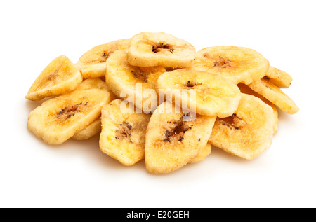 getrocknete Bananen isoliert Stockfoto