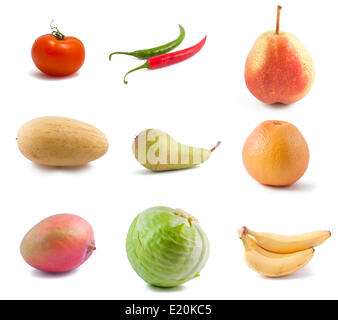 Collage von Obst und Gemüse Stockfoto