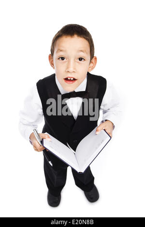 junge Pferch und Buch Stockfoto