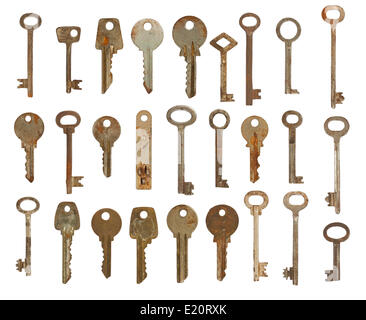 Sammlung von alten verwendete Schlüssel Stockfoto