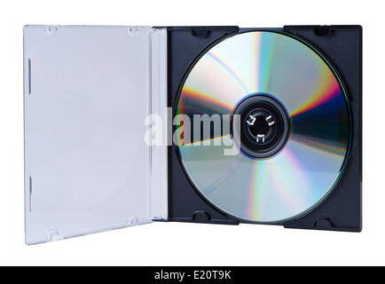 CD in das Feld Öffnen isoliert. Stockfoto