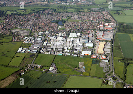 Luftaufnahme des Bereichs Clifton Moor nördlich von York, UK Stockfoto