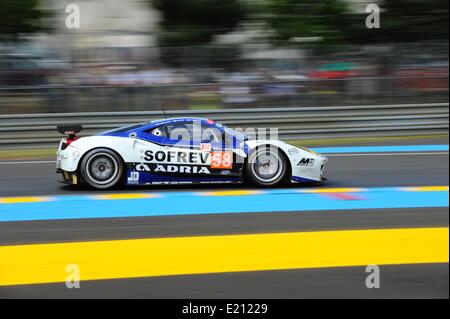 11.06.2014. Le Mans Rennstrecke, Frankreich. 24 Stunden Le mans üben. 58-TEAM SOFREV ASP (FRA) FERRARI 458 ITALIA FABIEN BARTHEZ (FRA) ANTHONY PONS (FRA) SOHEIL AYARI (FRA) Stockfoto