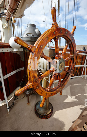 Schiffe Rad auf einem Segelboot tall ship Bangor Nordirland Stockfoto