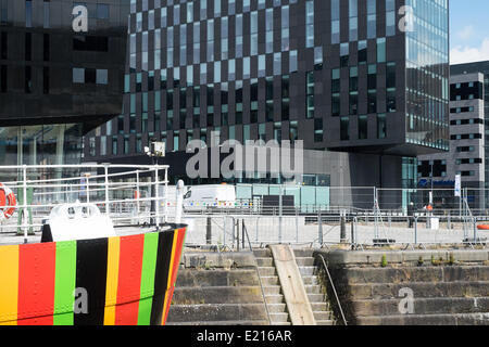 Liverpool, Vereinigtes Königreich, 12. Mai 2014. Künstler Carlos Cruz-Diez Besuche einen frisch lackierten Blenden Schiff in Liverpool. In Zusammenarbeit mit der Liverpool Biennale entwarf er das Farbschema für das Schiff Edmund Gardner das nationale Museen Liverpool gehört. Das Schiff ist Teil der Liverpool Biennale in 2014. Bildnachweis: Peter Carr/Alamy Live-Nachrichten Stockfoto