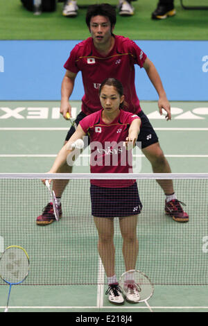 Tokyo Metropolitan Gymnasium, Tokio, Japan. 12. Juni 2014. Kenichi Hayakawa, Misaki Matsutomo (JPN), 12. Juni 2014 - Badminton: Yonex Open Japan 2014 Mix Doppel am Tokyo Metropolitan Gymnasium, Tokio, Japan. © SHINGO ITO/AFLO SPORT/Alamy Live-Nachrichten Stockfoto