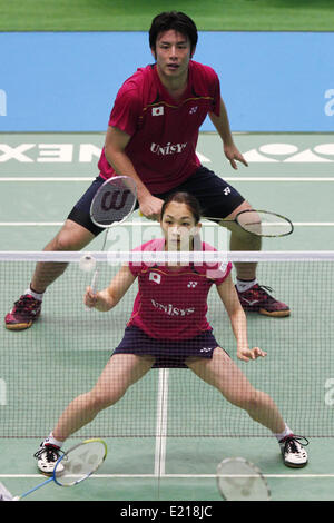 Tokyo Metropolitan Gymnasium, Tokio, Japan. 12. Juni 2014. Kenichi Hayakawa, Misaki Matsutomo (JPN), 12. Juni 2014 - Badminton: Yonex Open Japan 2014 Mix Doppel am Tokyo Metropolitan Gymnasium, Tokio, Japan. © SHINGO ITO/AFLO SPORT/Alamy Live-Nachrichten Stockfoto