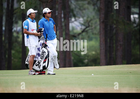 Pinehurst, North Carolina, USA. 12. Juni 2014. Hideki Matsuyama (JPN), US Open Golf Championship erste Runde 11. Loch in Pinehurst, North Carolina, USA. Bildnachweis: Koji Aoki/AFLO SPORT/Alamy Live-Nachrichten Stockfoto