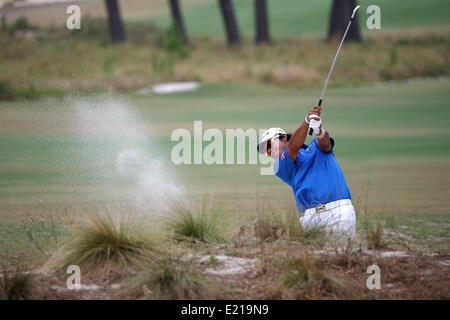 Pinehurst, North Carolina, USA. 12. Juni 2014. Hideki Matsuyama (JPN), US Open Golf Championship erste Runde 14. Loch in Pinehurst, North Carolina, USA. Bildnachweis: Koji Aoki/AFLO SPORT/Alamy Live-Nachrichten Stockfoto