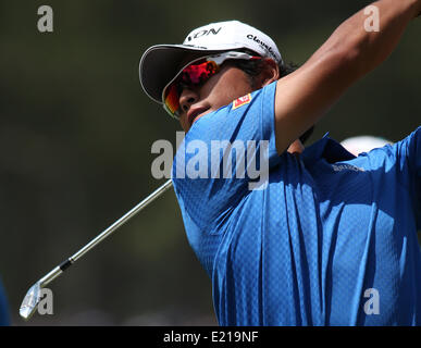 Pinehurst, North Carolina, USA. 12. Juni 2014. Hideki Matsuyama (JPN), US Open Golf Championship erste Runde 3. Loch in Pinehurst, North Carolina, USA. Bildnachweis: Koji Aoki/AFLO SPORT/Alamy Live-Nachrichten Stockfoto