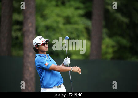 Pinehurst, North Carolina, USA. 12. Juni 2014. Hideki Matsuyama (JPN), US Open Golf Championship erste Runde 3. Loch in Pinehurst, North Carolina, USA. Bildnachweis: Koji Aoki/AFLO SPORT/Alamy Live-Nachrichten Stockfoto